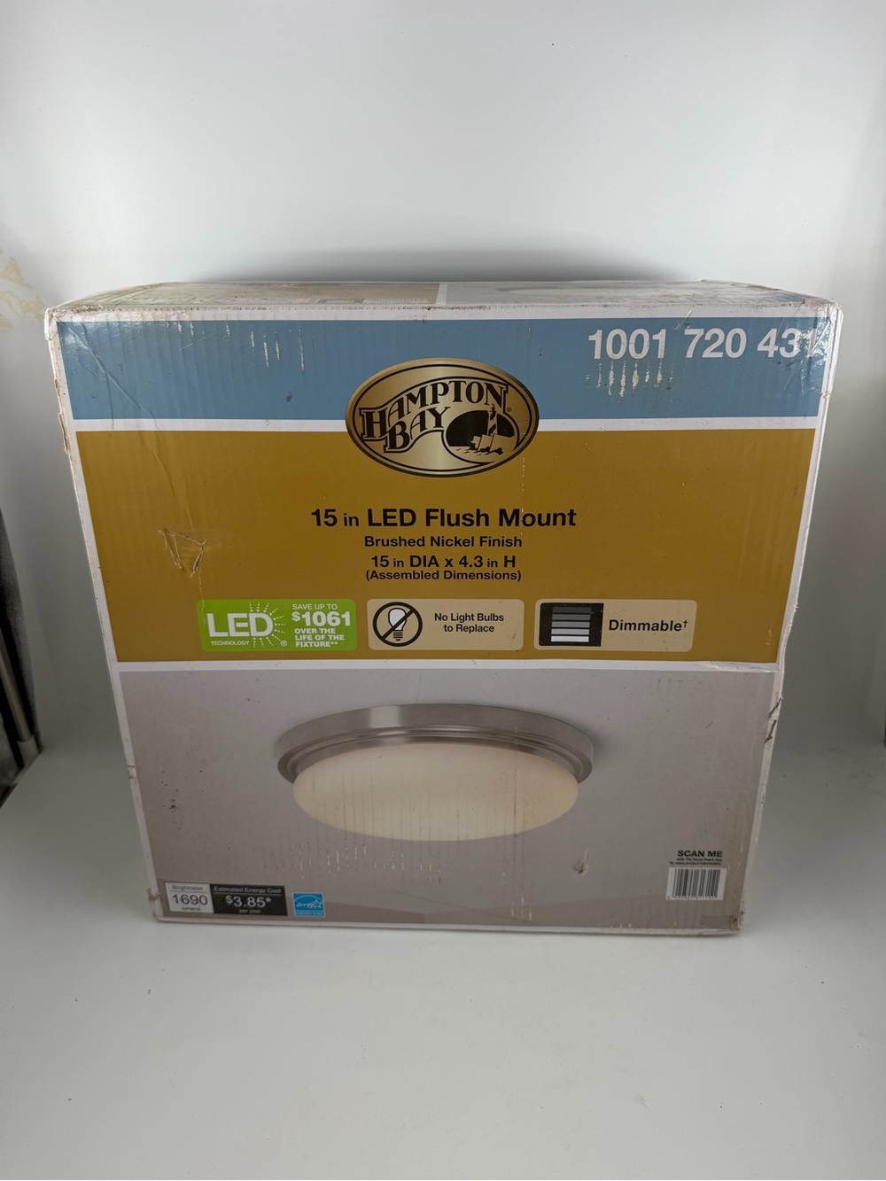 Hampton Bay 15” 225 Watt Equivalent Brushed Nickel Integrated LED Flush Mount